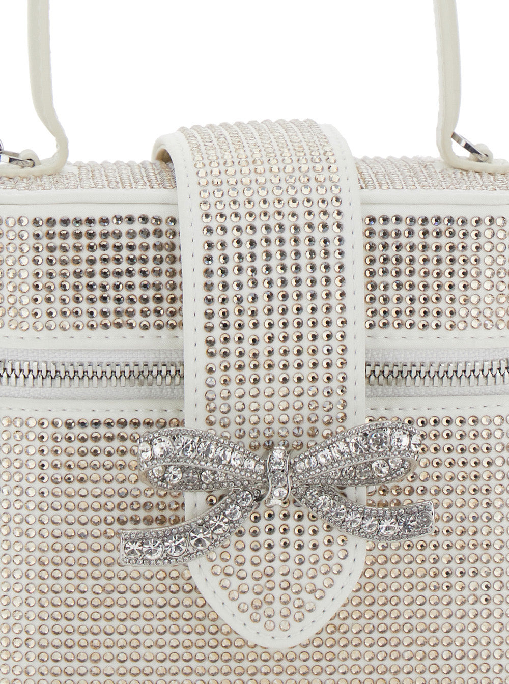 Self-Portrait Women Champagne Satin Rhinestone Vanity Case - 5