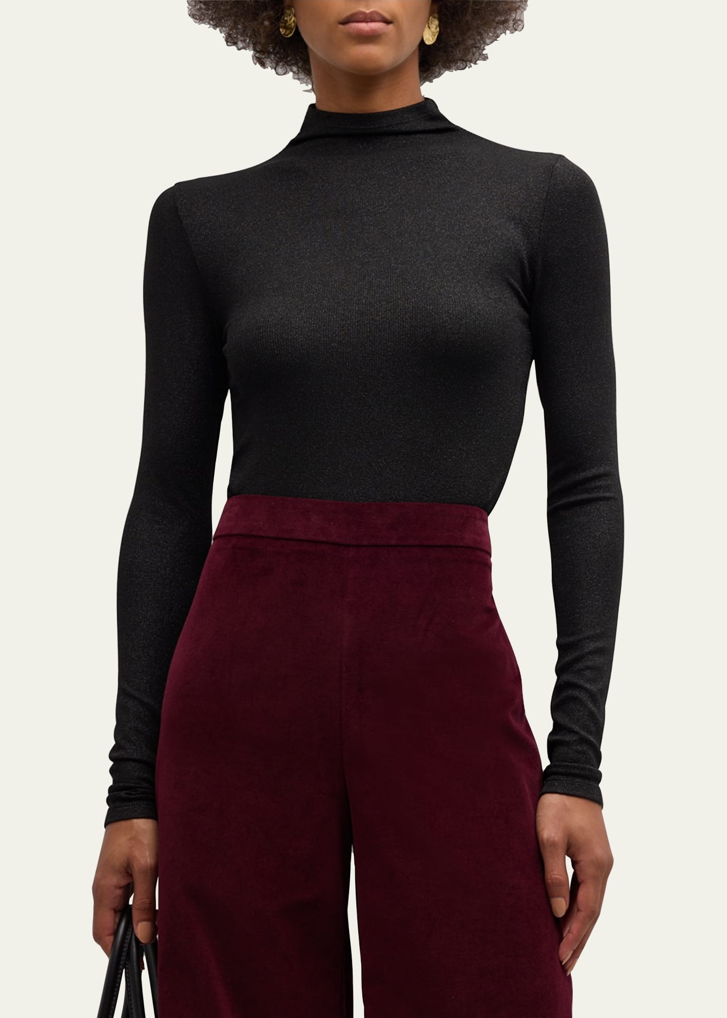 Sparkly Lurex Turtleneck Top - 4