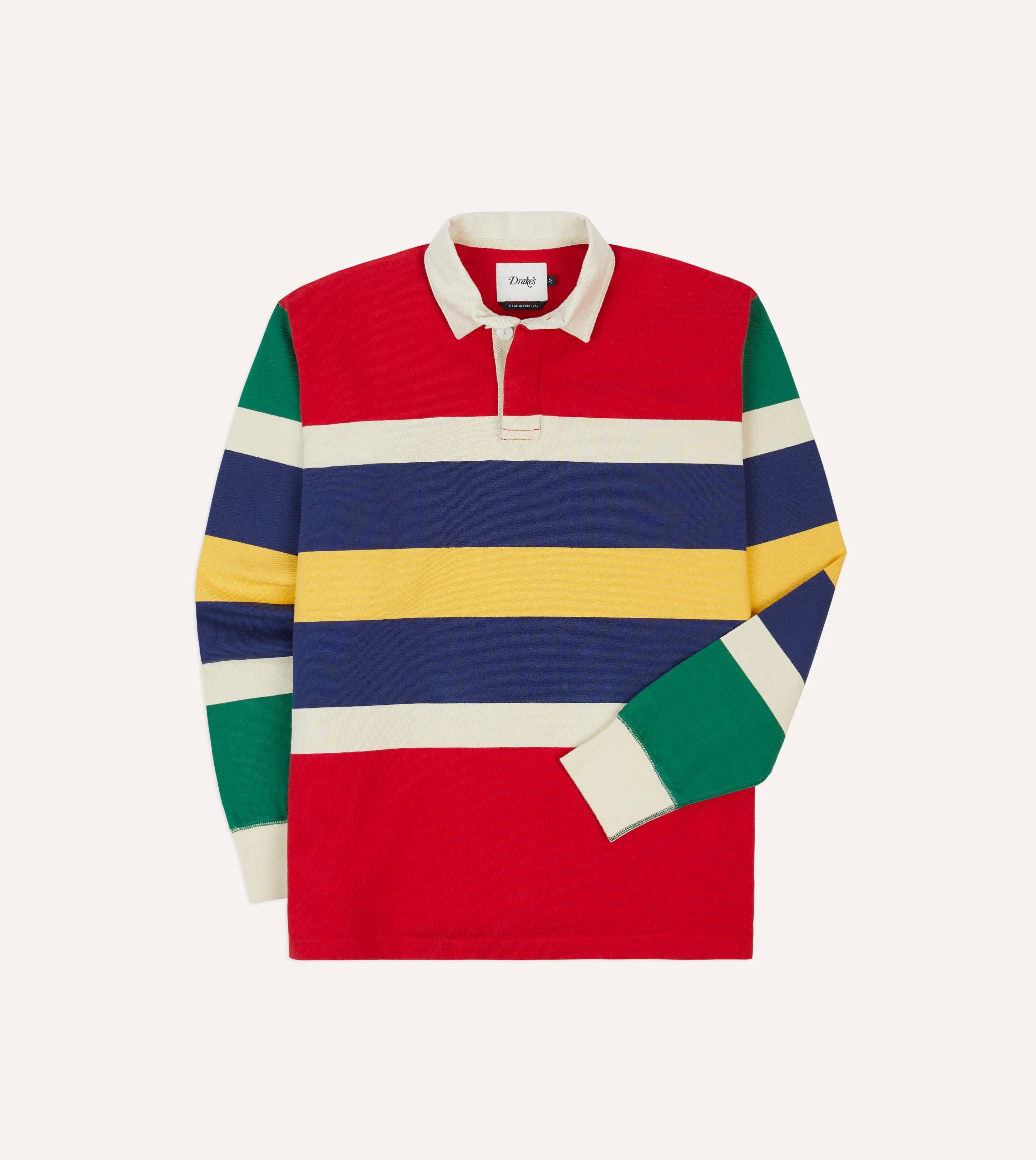 Red, Yellow and Navy Multi Stripe Cotton Rugby Shirt - 1