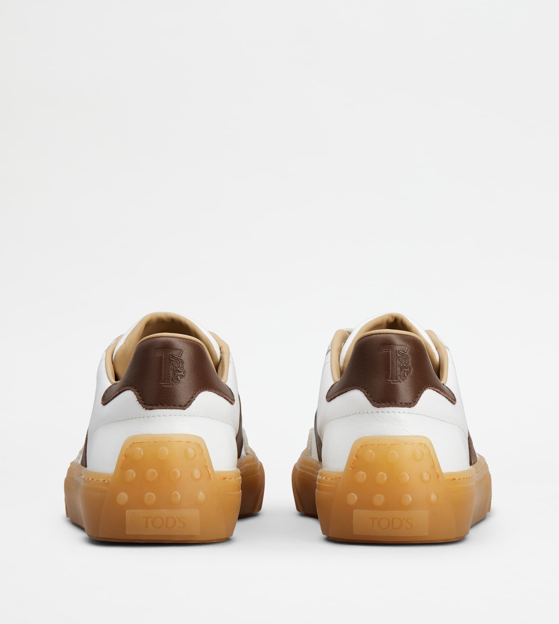 TOD'S SNEAKERS IN LEATHER - WHITE, BEIGE, BROWN - 3