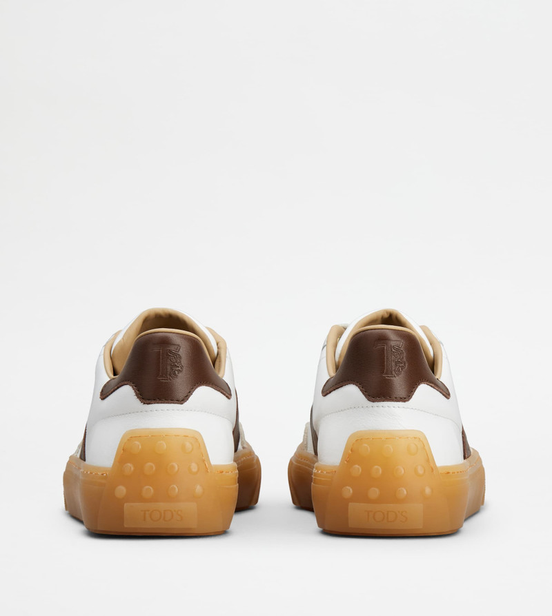 Tod's TOD'S SNEAKERS IN LEATHER - WHITE, BEIGE, BROWN outlook
