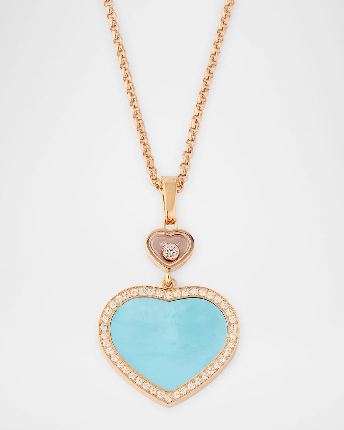 Happy Hearts 18K Rose Gold Turquoise Mother-of-Pearl Necklace - 1