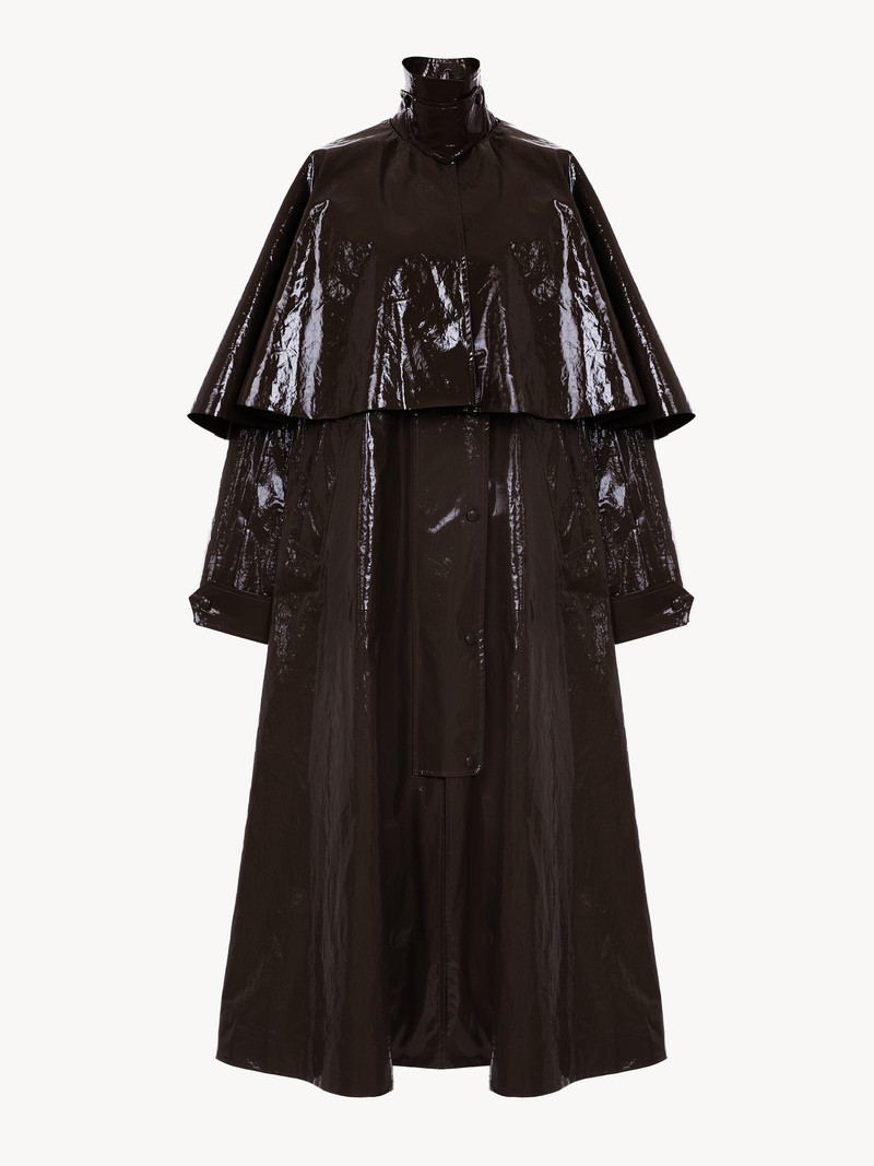 Chloé OVERSIZED LONG PARKA IN SHINY COTTON WITH CAPE outlook