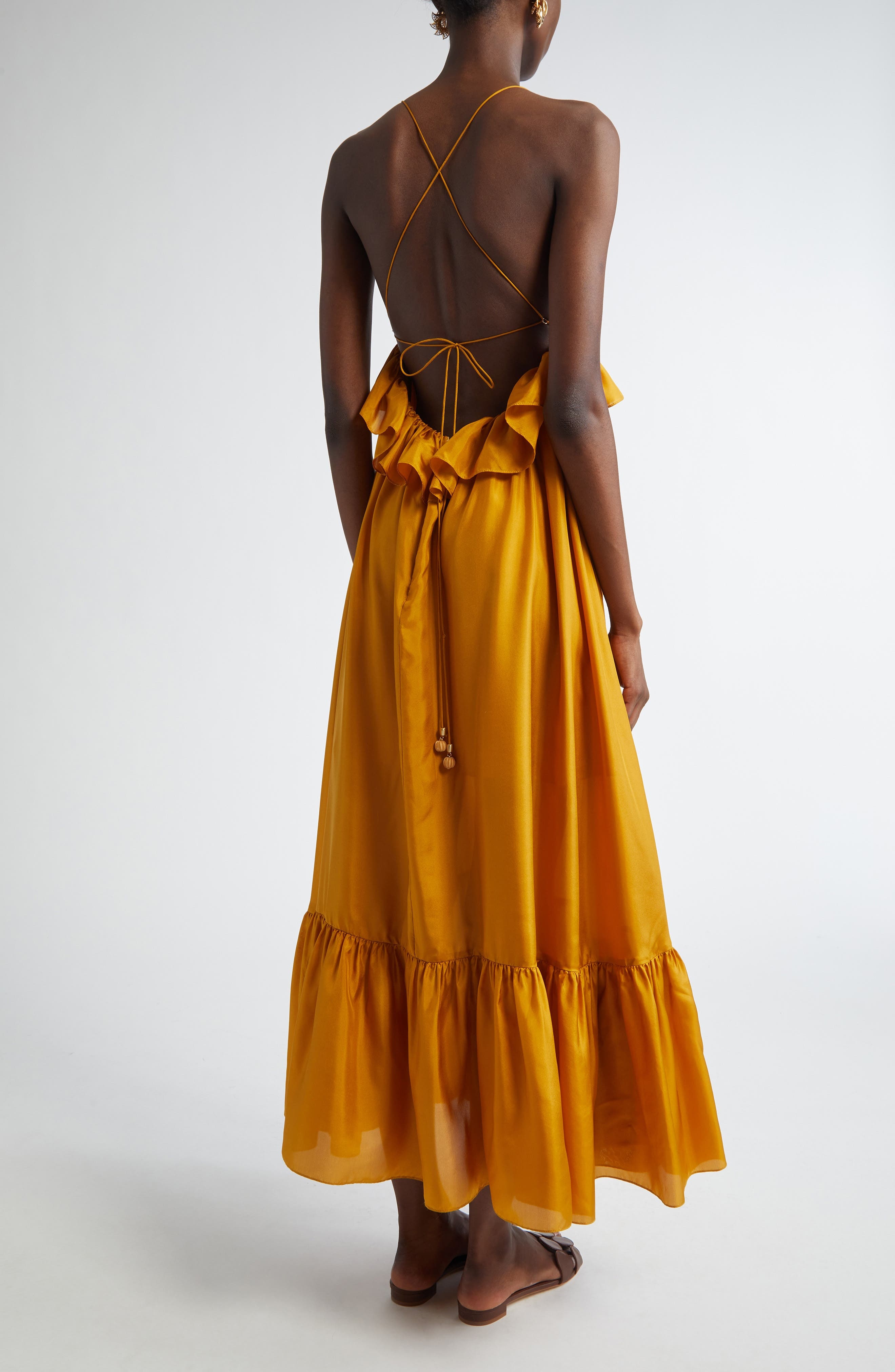 Zimmermann Rhiannon Tiered Ruffle Peplum Silk Maxi Dress in Gold at Nordstrom - 2