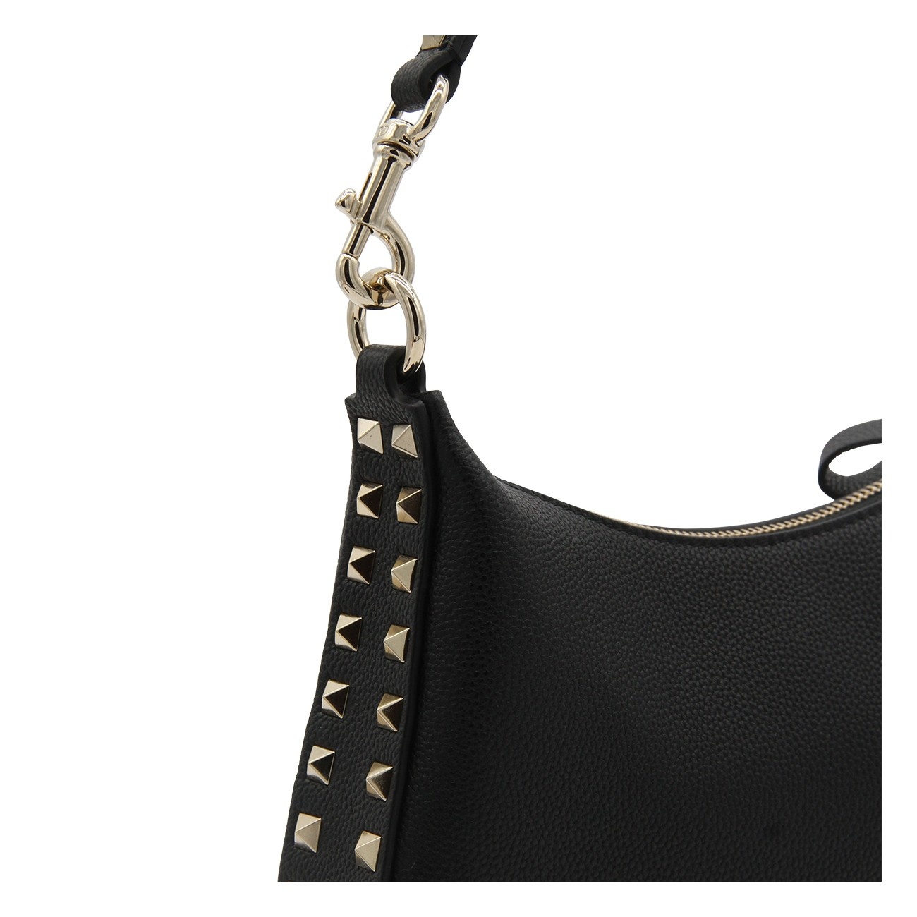 black leather hobo rockstud small shoulder bag - 4