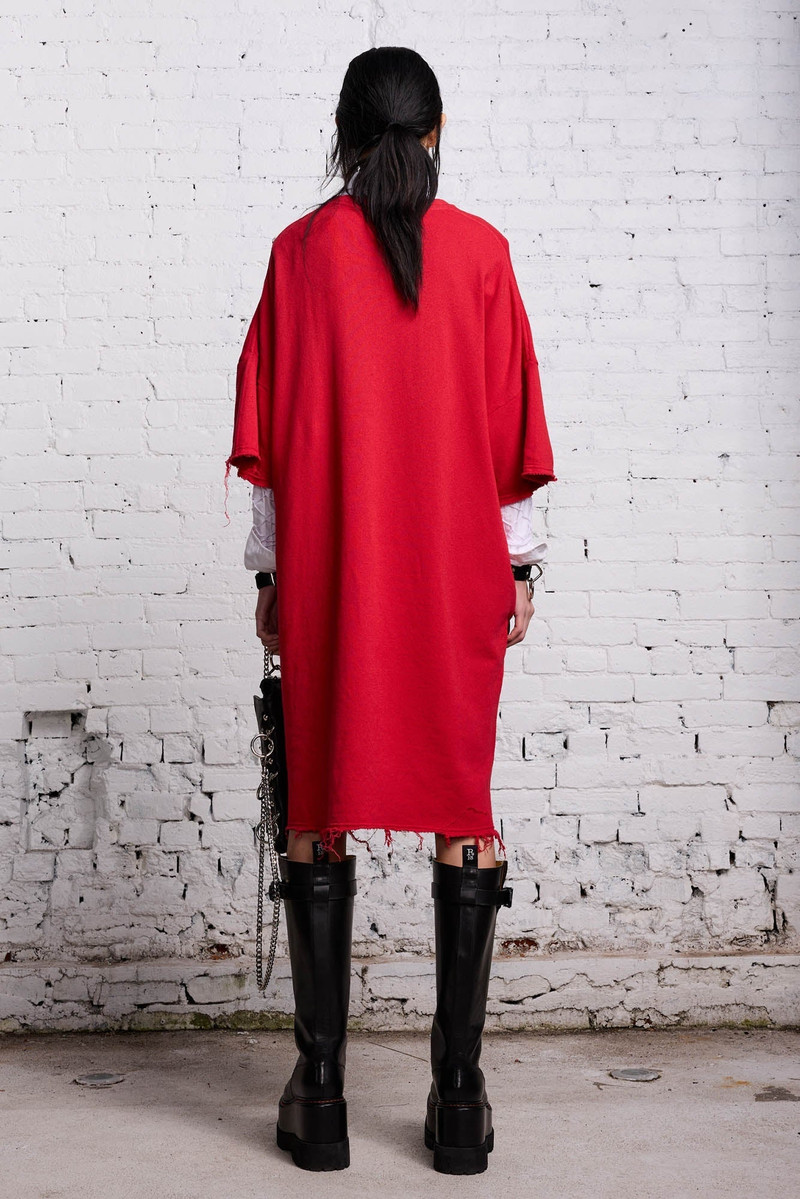 ELONGATED SHIRTDRESS - RED 6