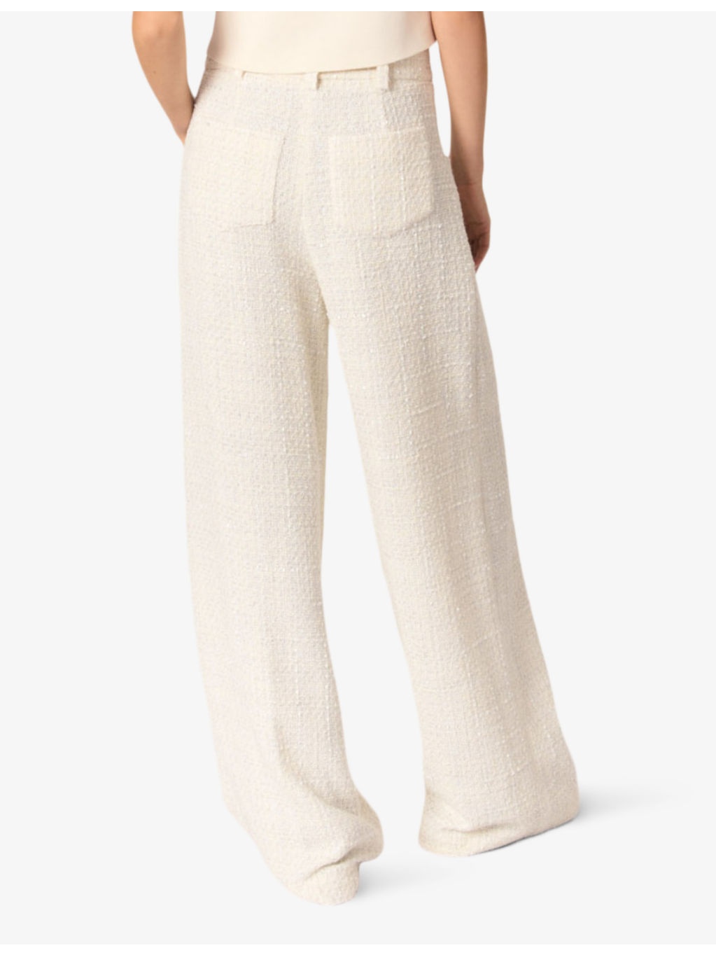 Wide-leg mid-rise tweed woven trousers - 4