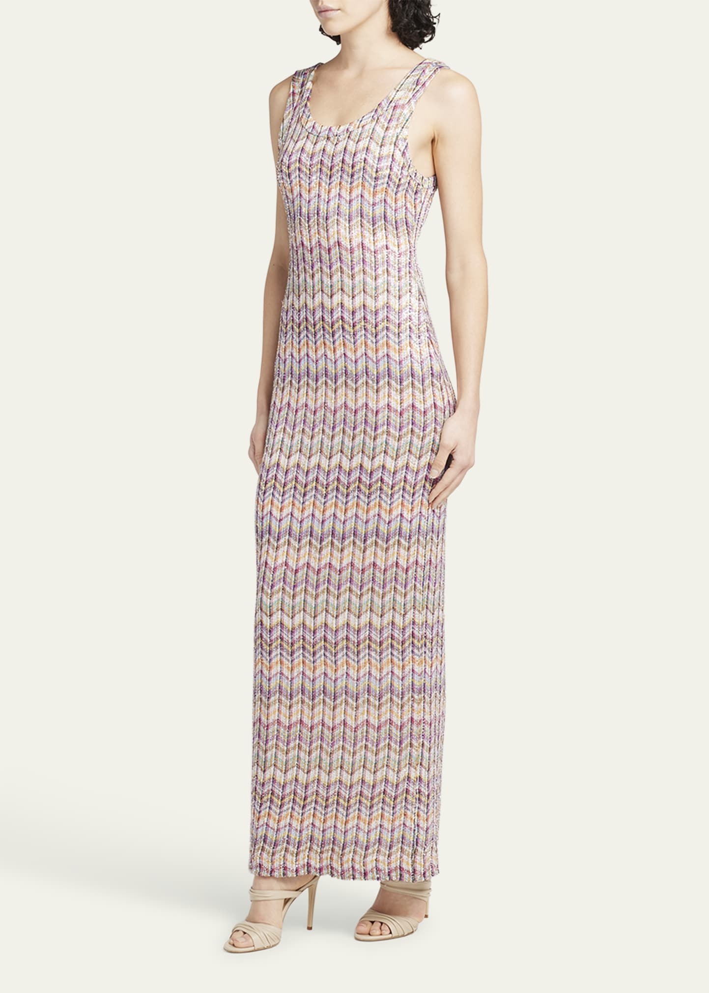 Sequined Chevron Maxi Dress - 4