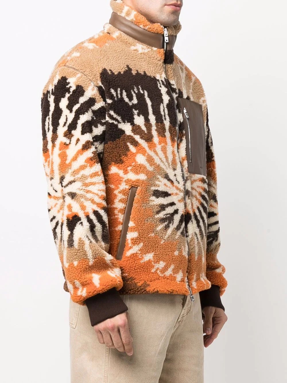 tie-dye pattern fleece jacket - 3