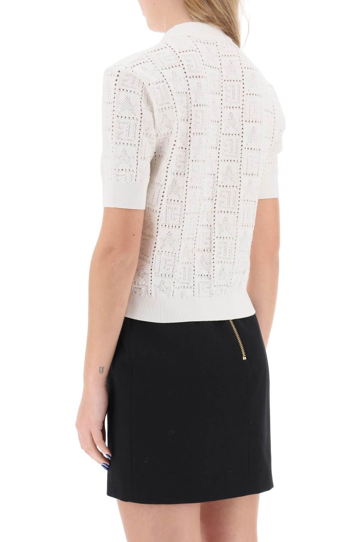 Balmain Short Sleeved Top In Monogram Knit - 4