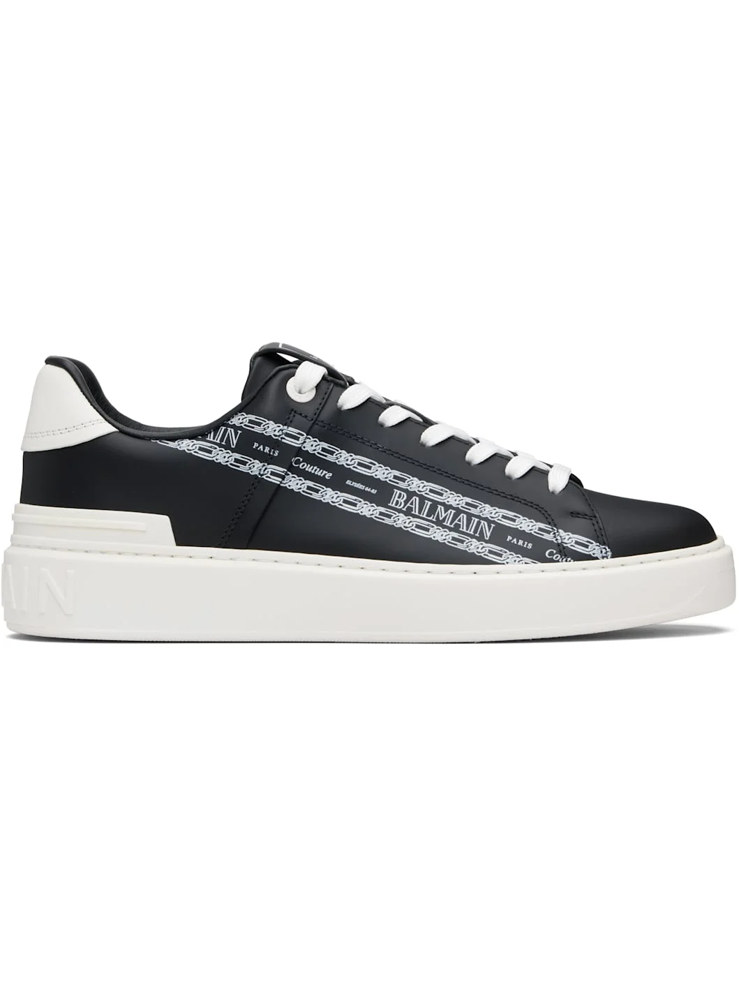 Black & White B-Court Printed Calfskin Sneakers - 1