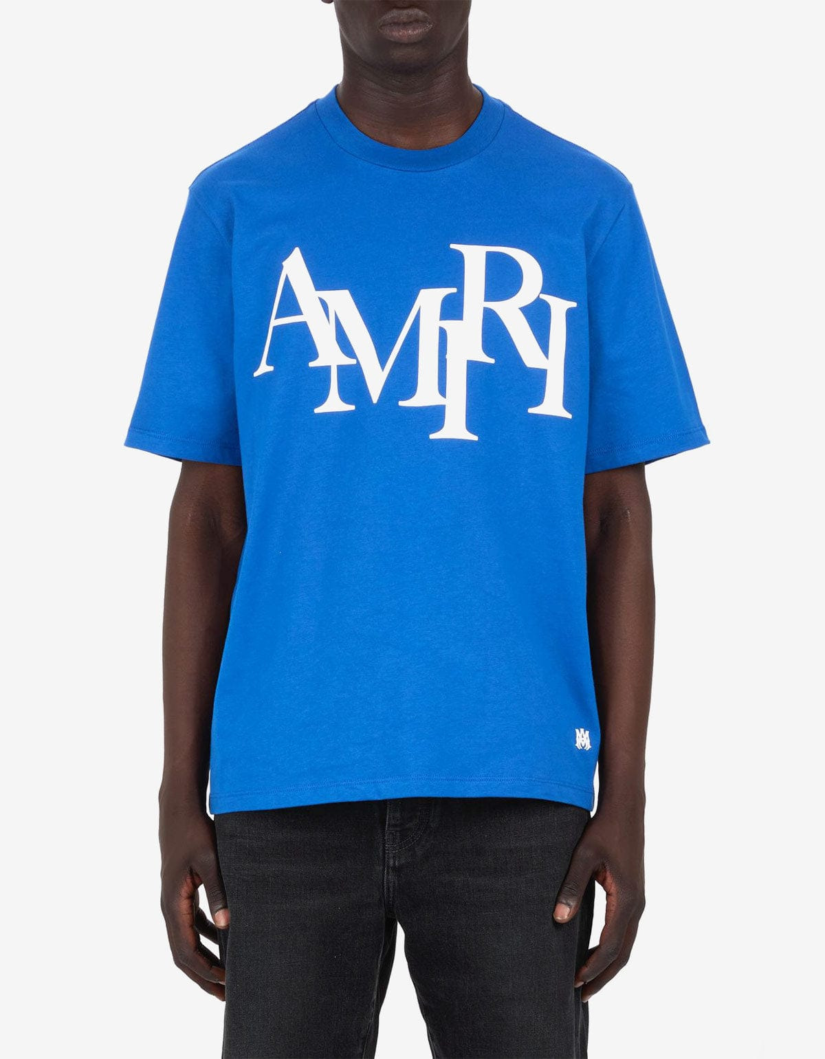 Amiri Blue Staggered Logo T-Shirt - 1