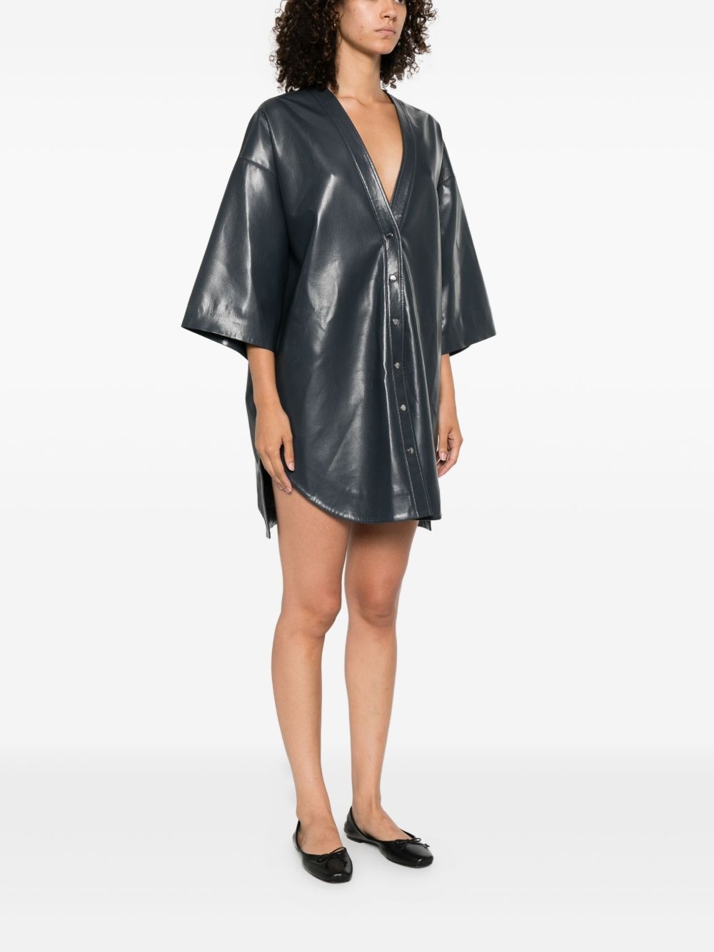 button-front shirt mini dress - 3