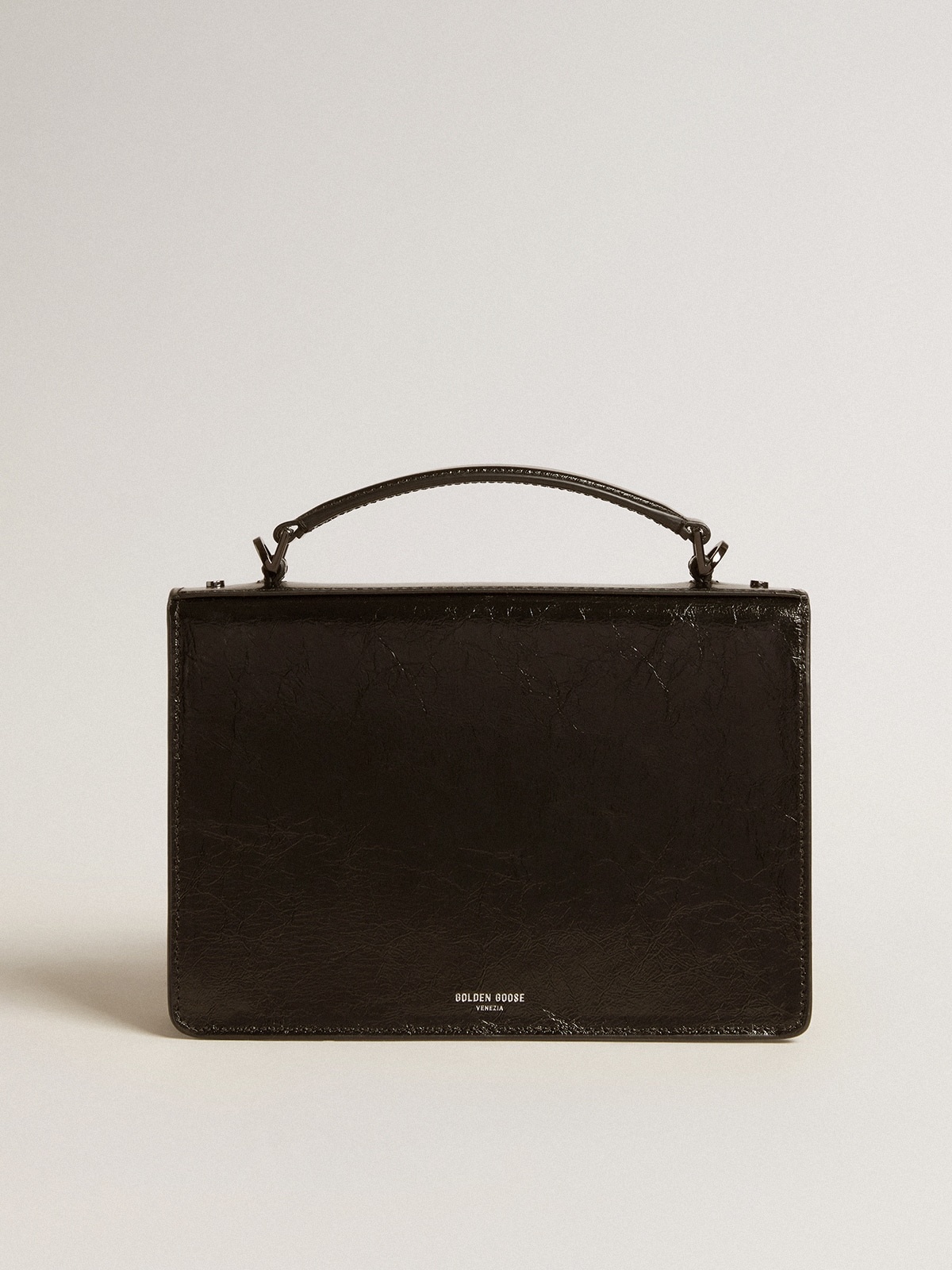 Venezia Bag in black metallic leather with black details - 3