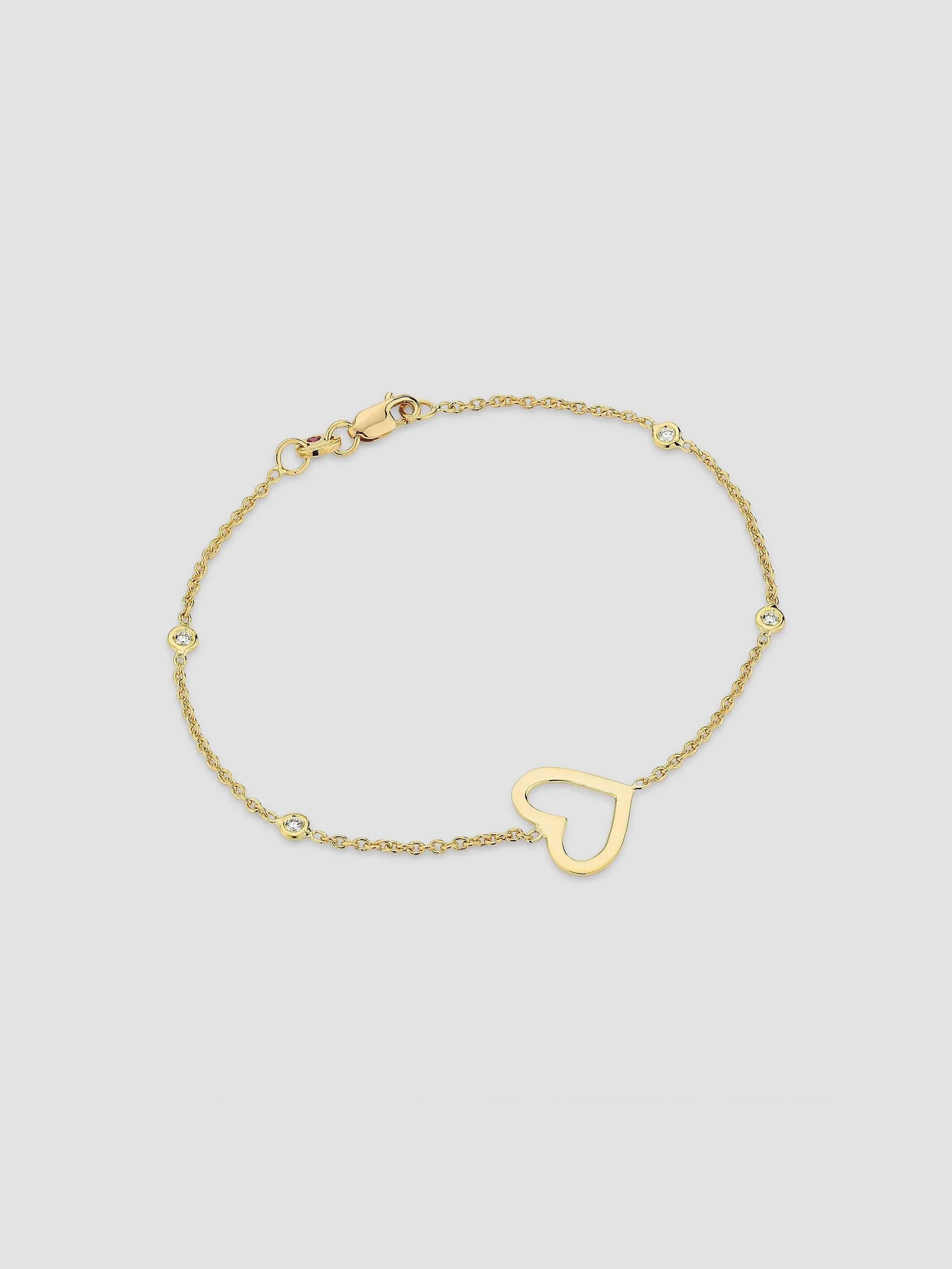 Women's Tiny Treasures 18K Yellow Gold & 0.08 TCW Diamond Open Heart Chain Bracelet/7" - Yellow Gold - 1