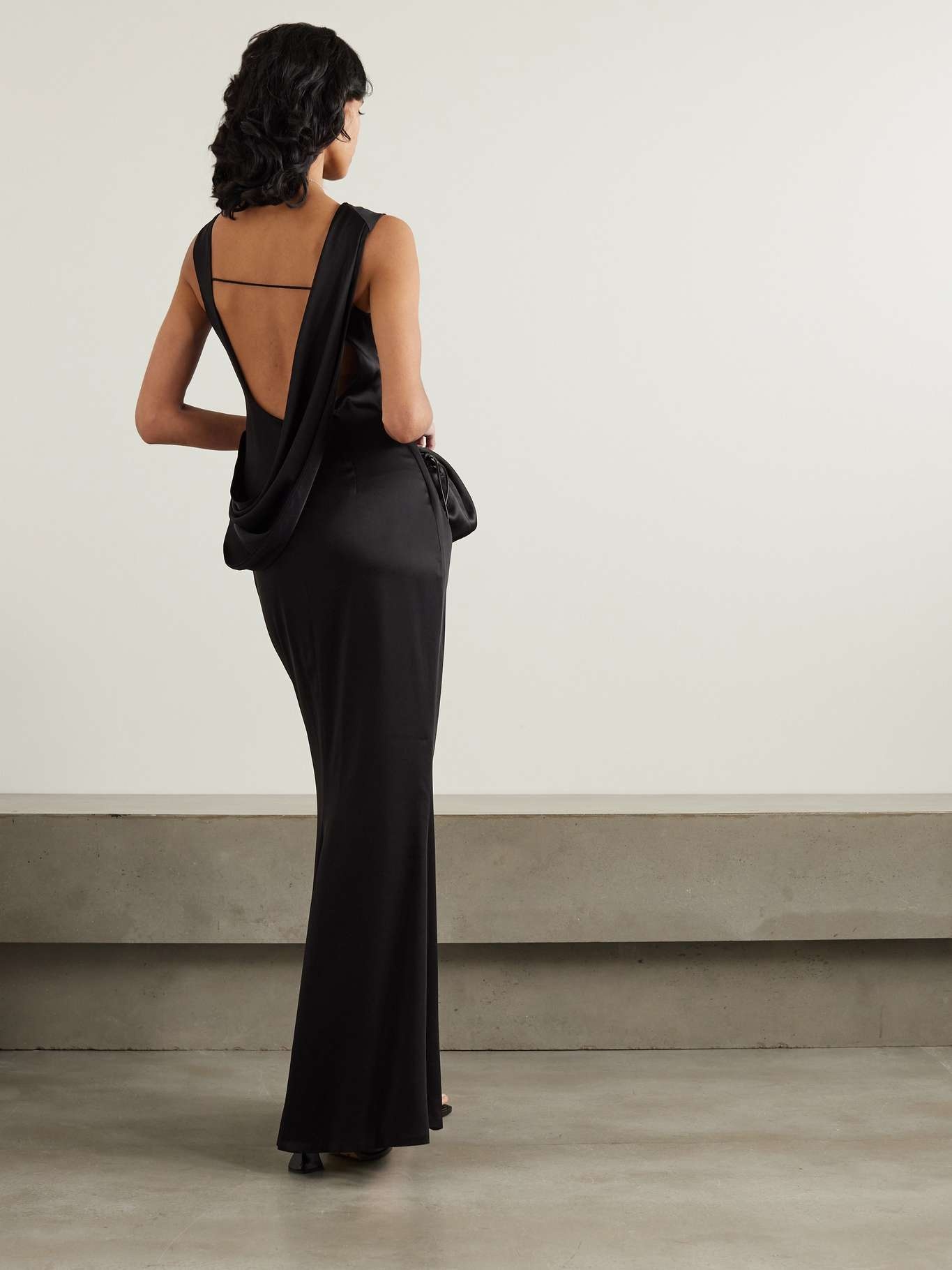 Tommy open-back draped satin gown - 3