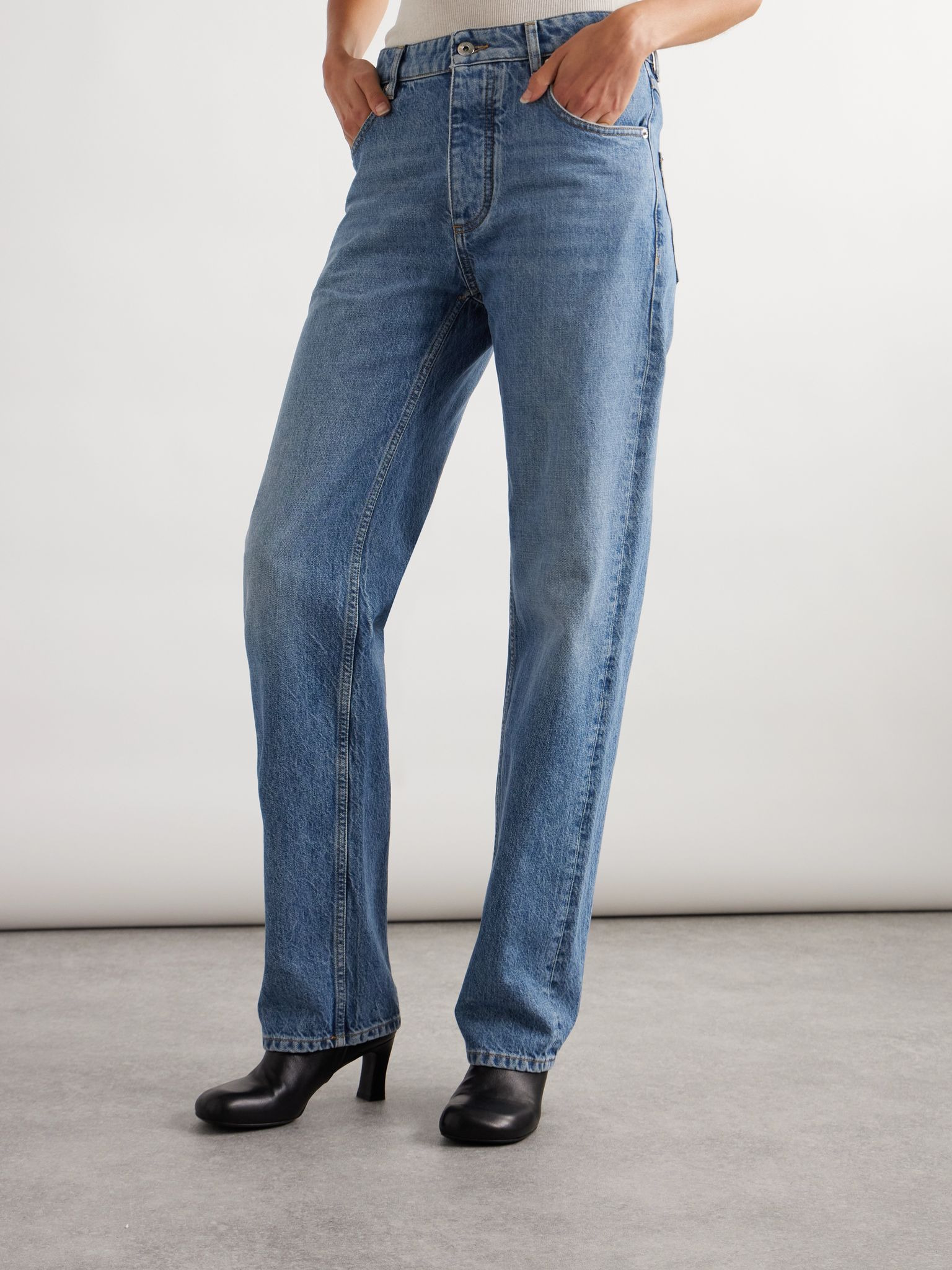 High-rise straight-leg jeans Mid denim - 3
