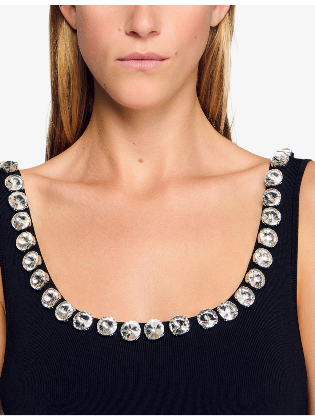 Crystal-Embellished Scoop-Neck Knitted Mini Dress - 5