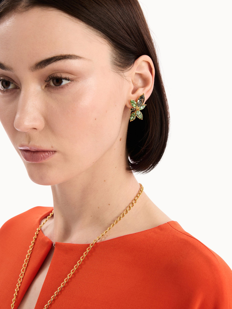 Oscar de la Renta NAVETTE CRYSTAL CLIP-ON EARRINGS outlook