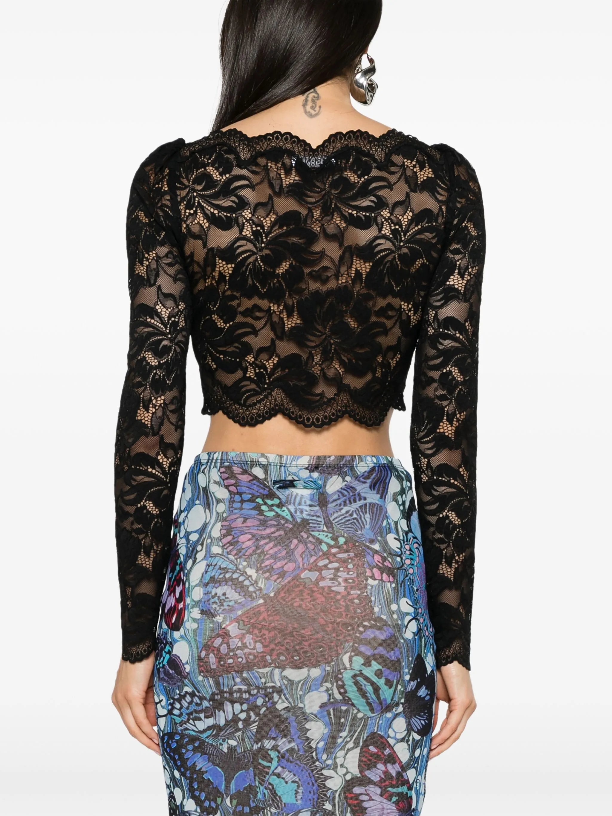 Rabanne Floral-lace Cropped Top - 2