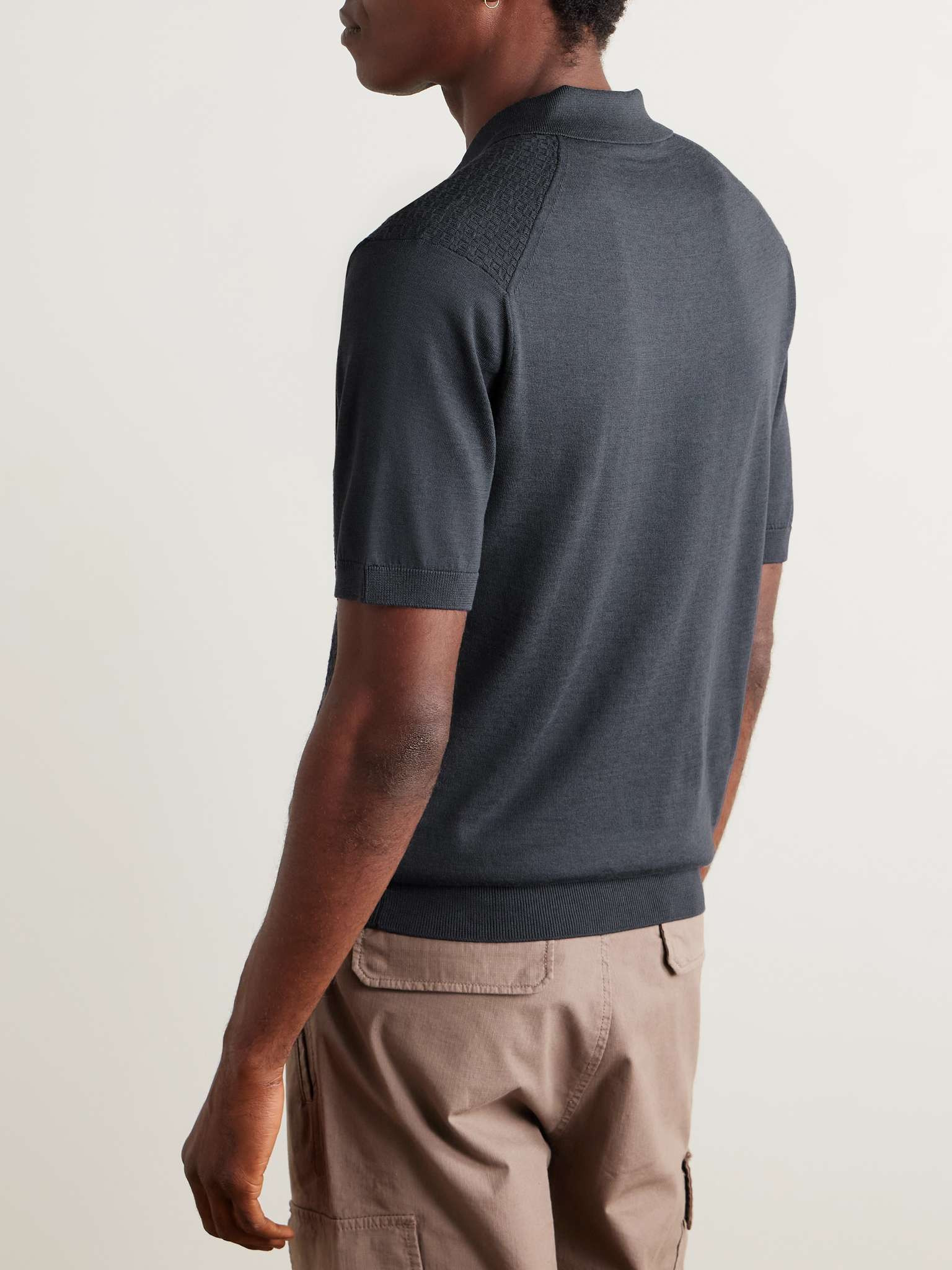 Burnham Slim-Fit Silk and Cotton-Blend Polo Shirt - 4