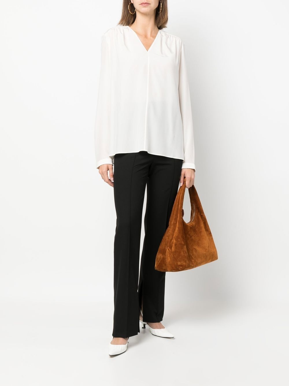 V-neck silk blouse - 2