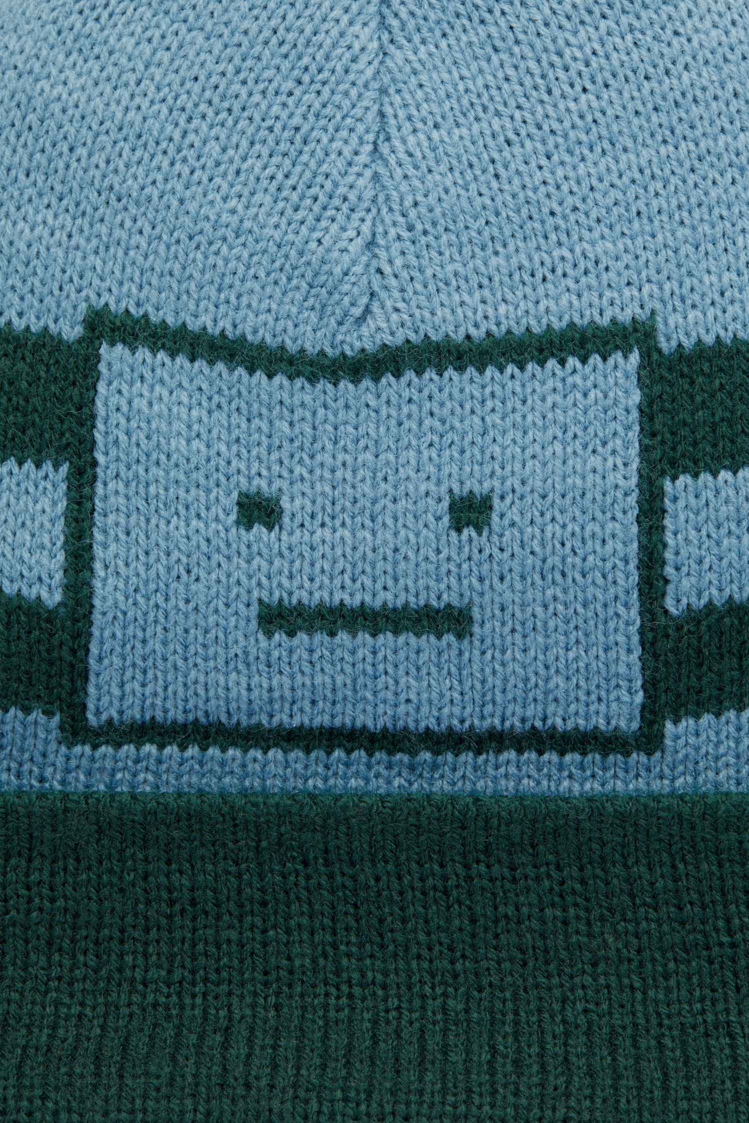 Face jacquard beanie forest green/mineral blue - 3