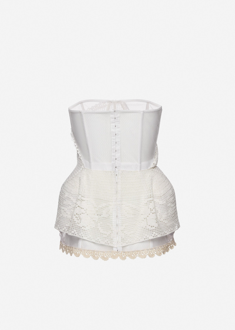 Crochet-overlay corset in white 2