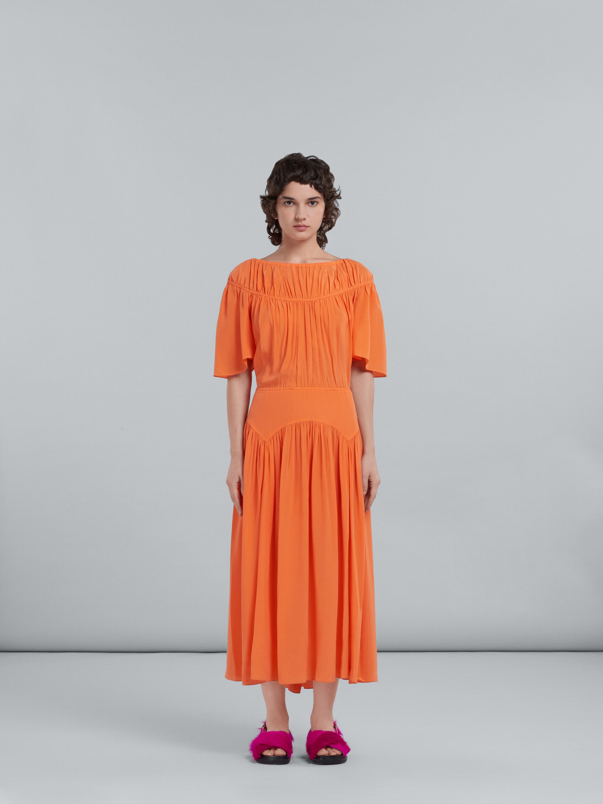 LONG DRESS IN ORANGE SILK - 2