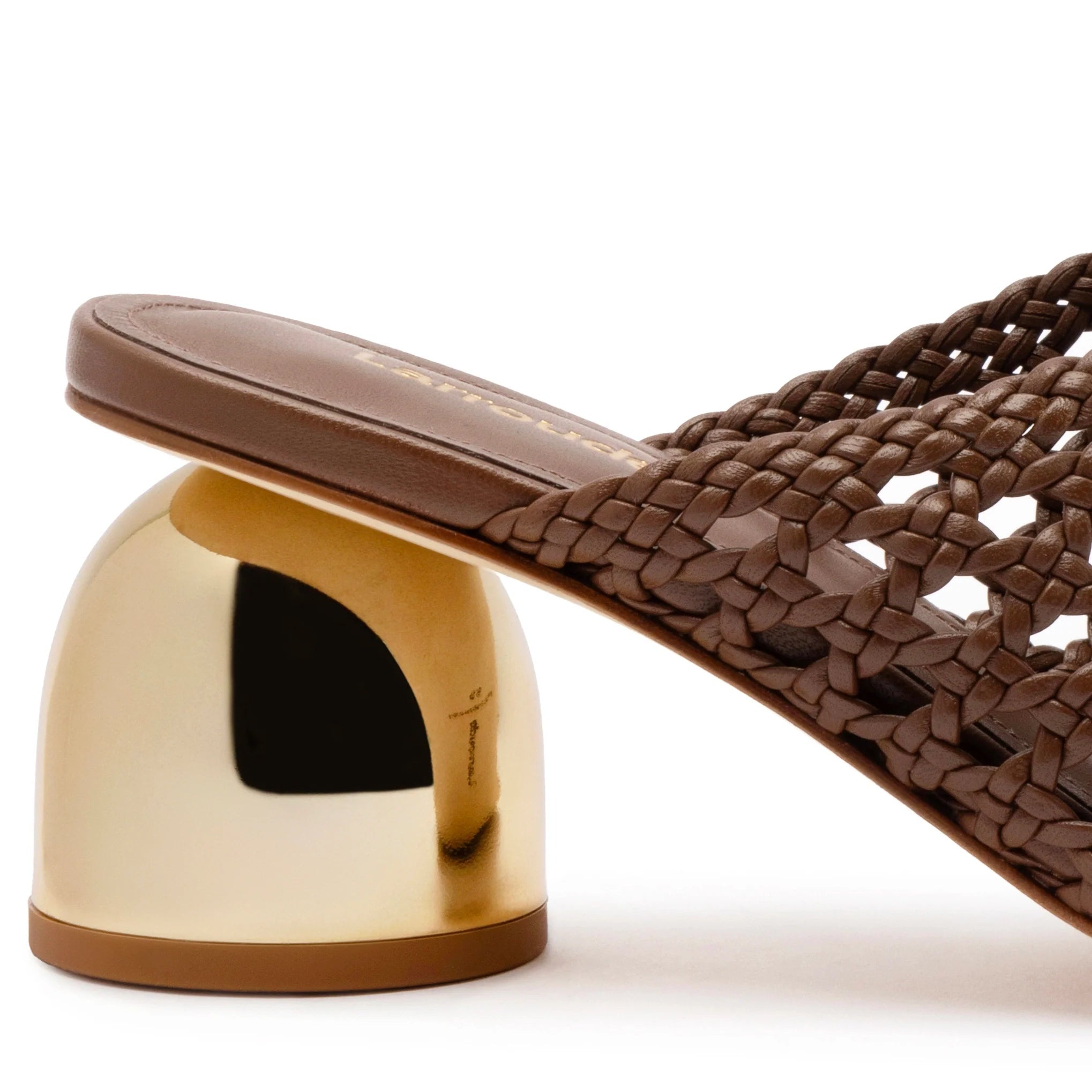 Larroude - Larroude Dew Drop Macrame Mule In Burnt Umber Leather - 4
