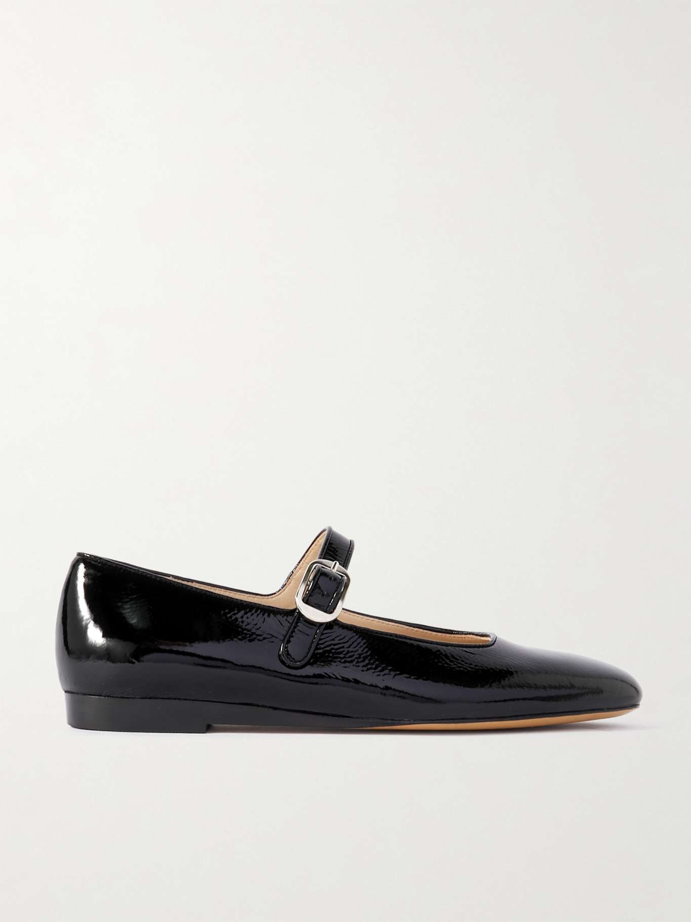 Crinkled patent-leather Mary Jane ballet flats - 1