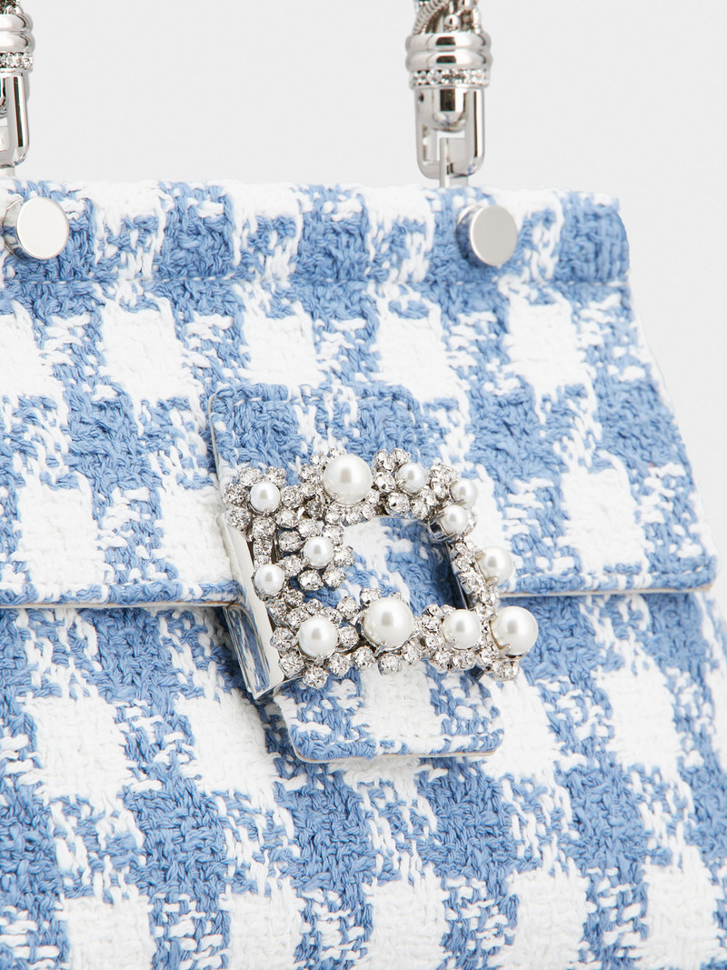 Viv' Cabas Jewel Flower Strass Pearl Buckle Mini Bag in Fabric 8