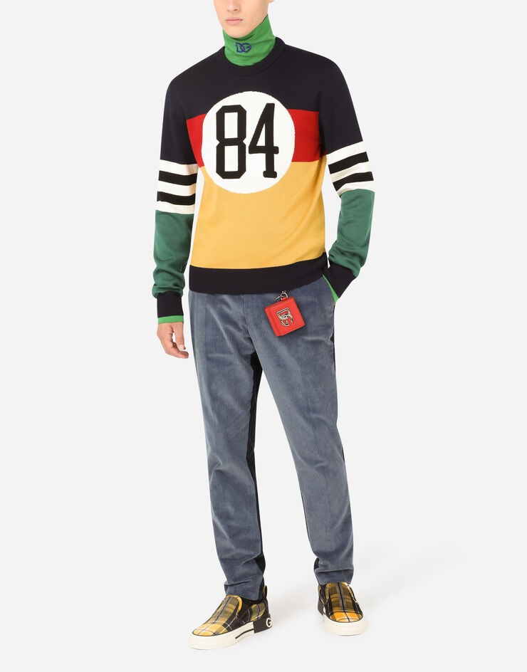 Wool round-neck sweater with intarsia and patch - 6