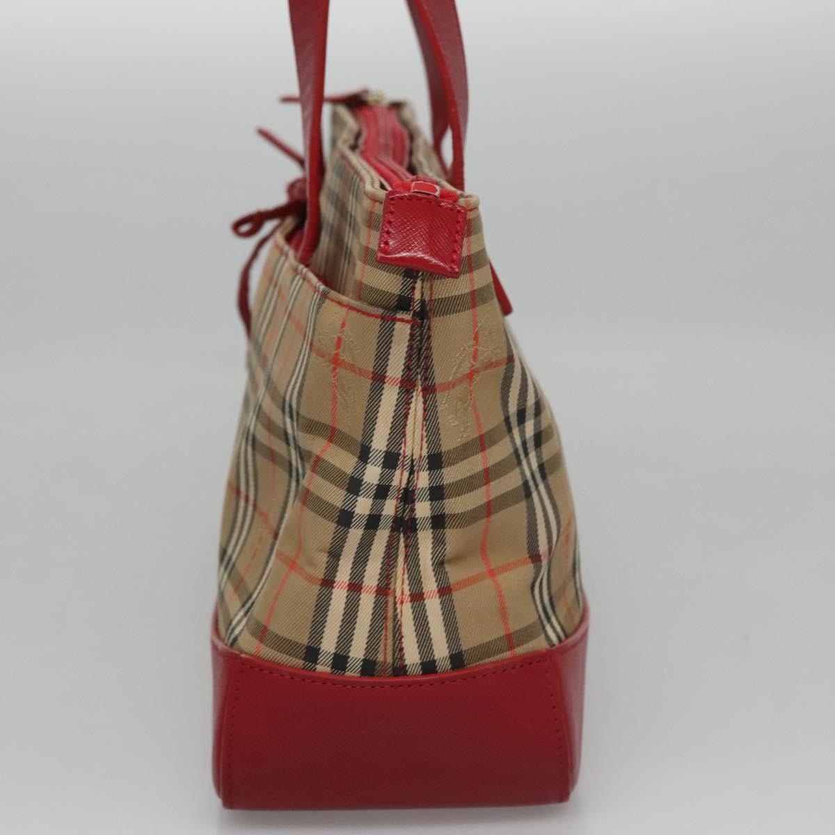 Burberry Nova Check Hand Bag Canvas Beige Red - 3