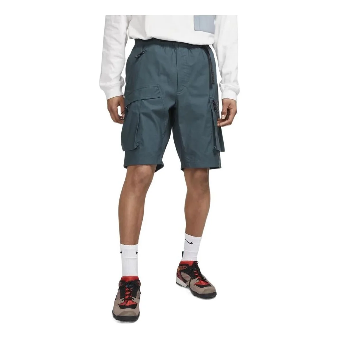 Men's Nike Solid Color Casual Straight Shorts Dark Green BQ7285-328 - 1