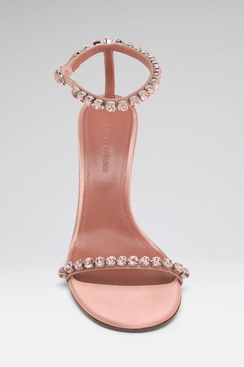 Amina Muaddi GIGI SANDAL 95 POWDER SATIN AND VINTAGE ROSE CRYSTALS outlook