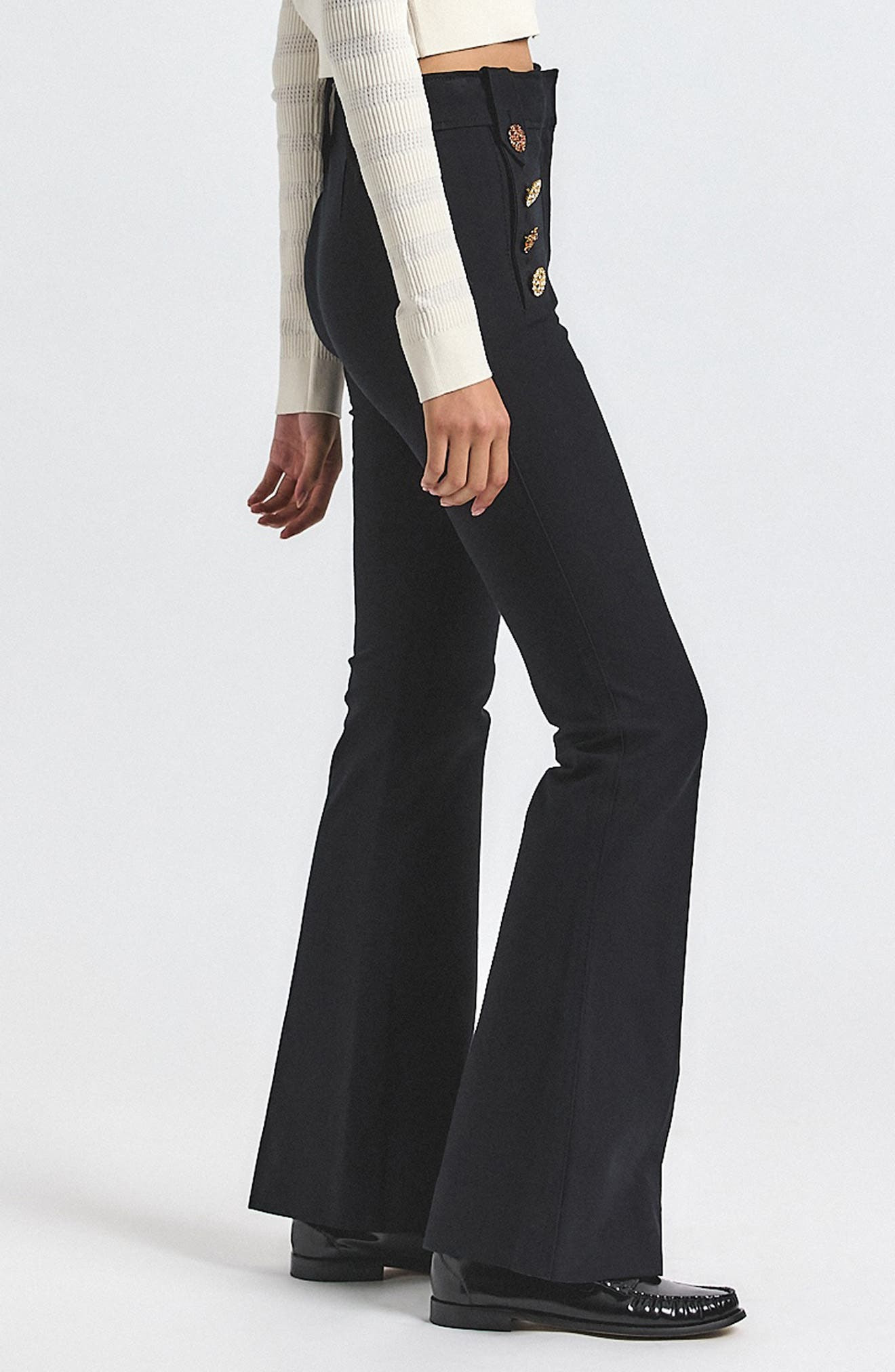 Derek Lam 10 Crosby Robertson High Waist Flare Sailor Pants in Black at Nordstrom - 3