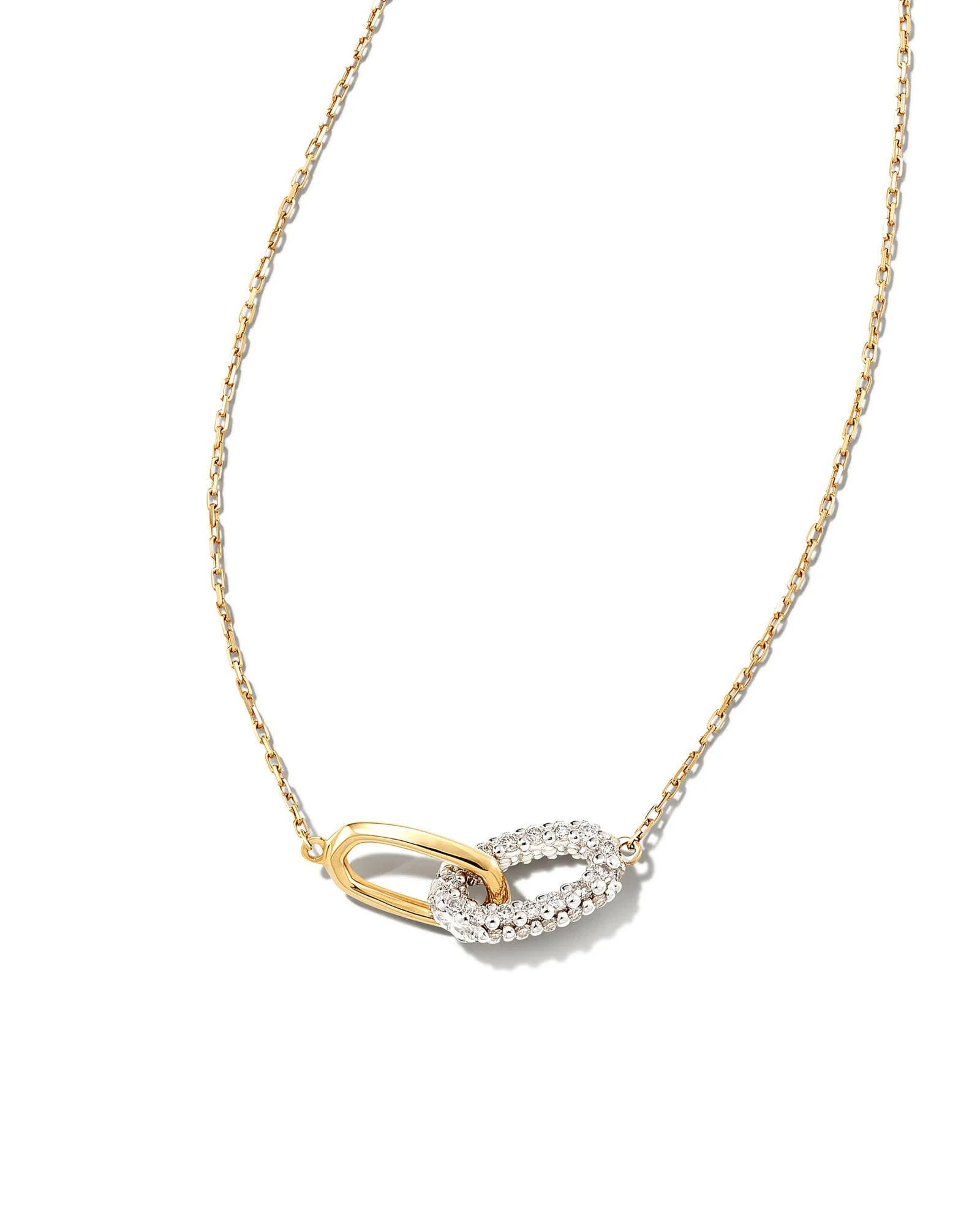 0.24 ct Elisa 14k Yellow Gold Interlocking Pendant Necklace in White Diamond - 1