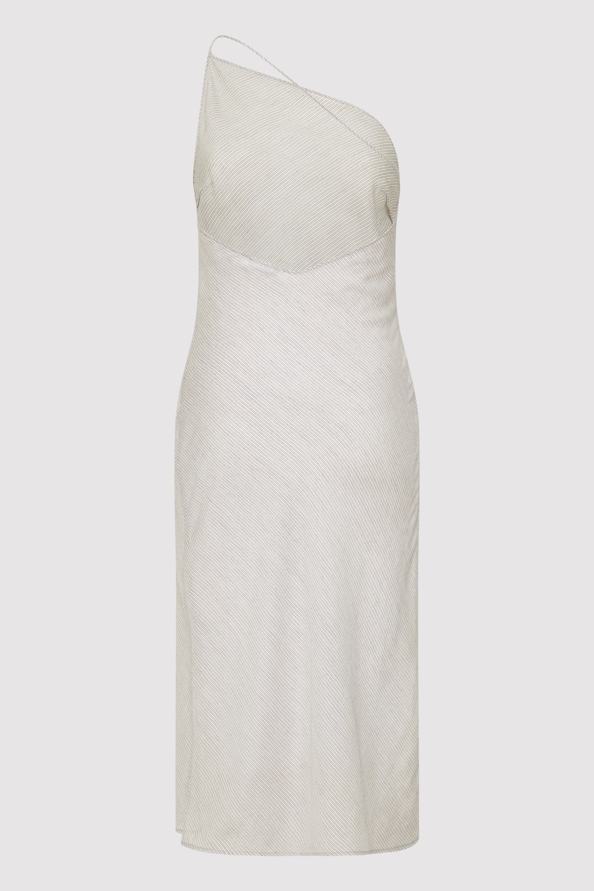 Asymmetric Slip Dress - Sheer Stripe - 6
