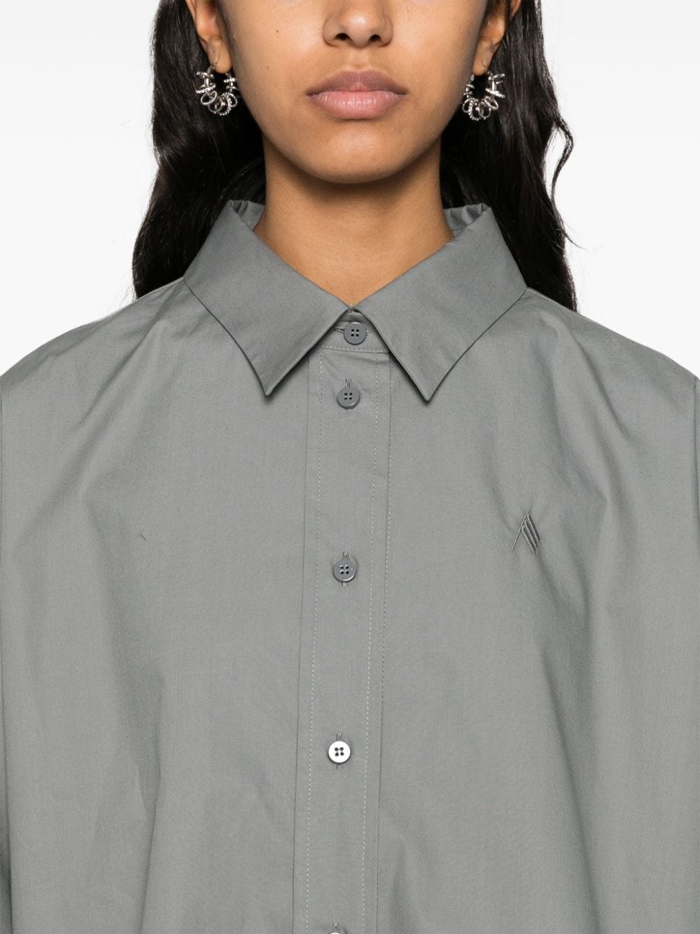 logo-embroidered asymmetric shirt - 5