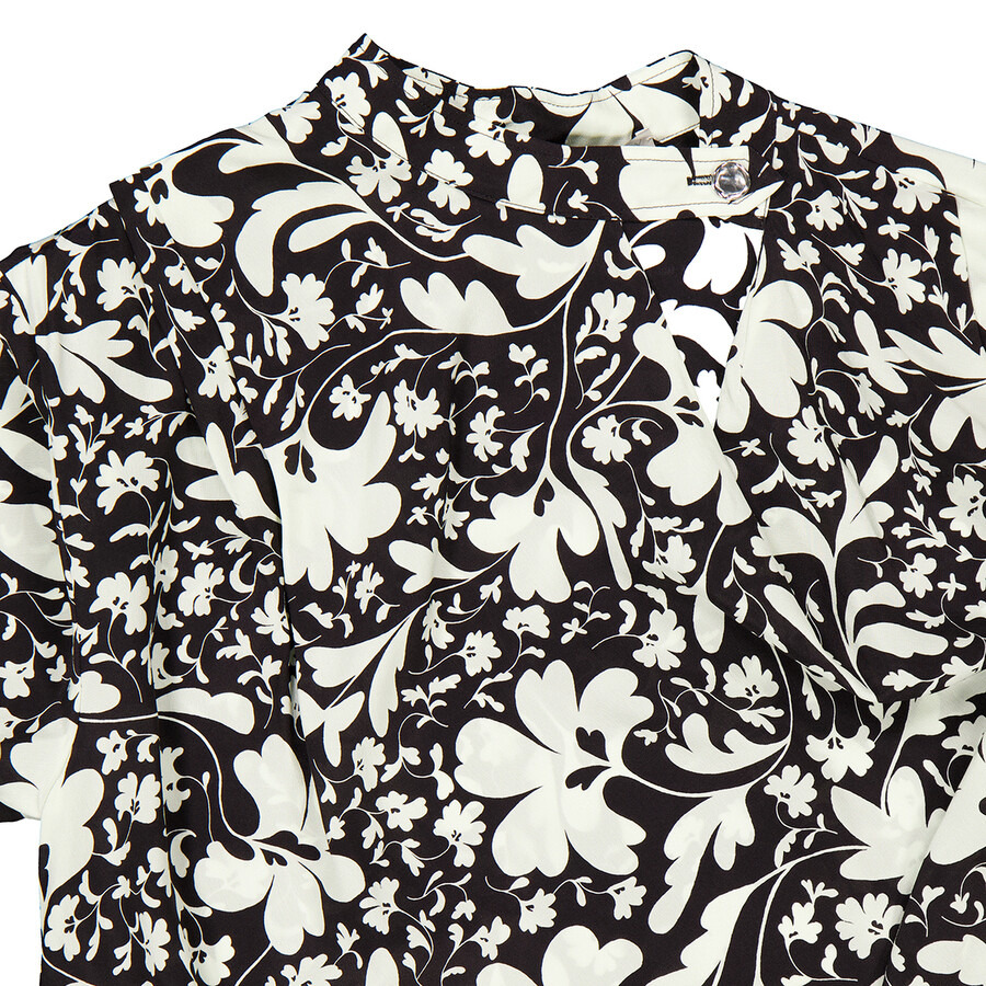 Stella McCartney Black Silk Foral Print Blouse - 7