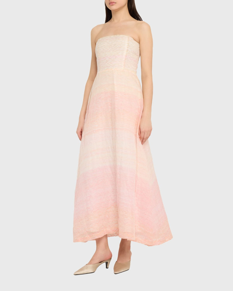 Odette Strapless Threaded Silk Midi Dress 4