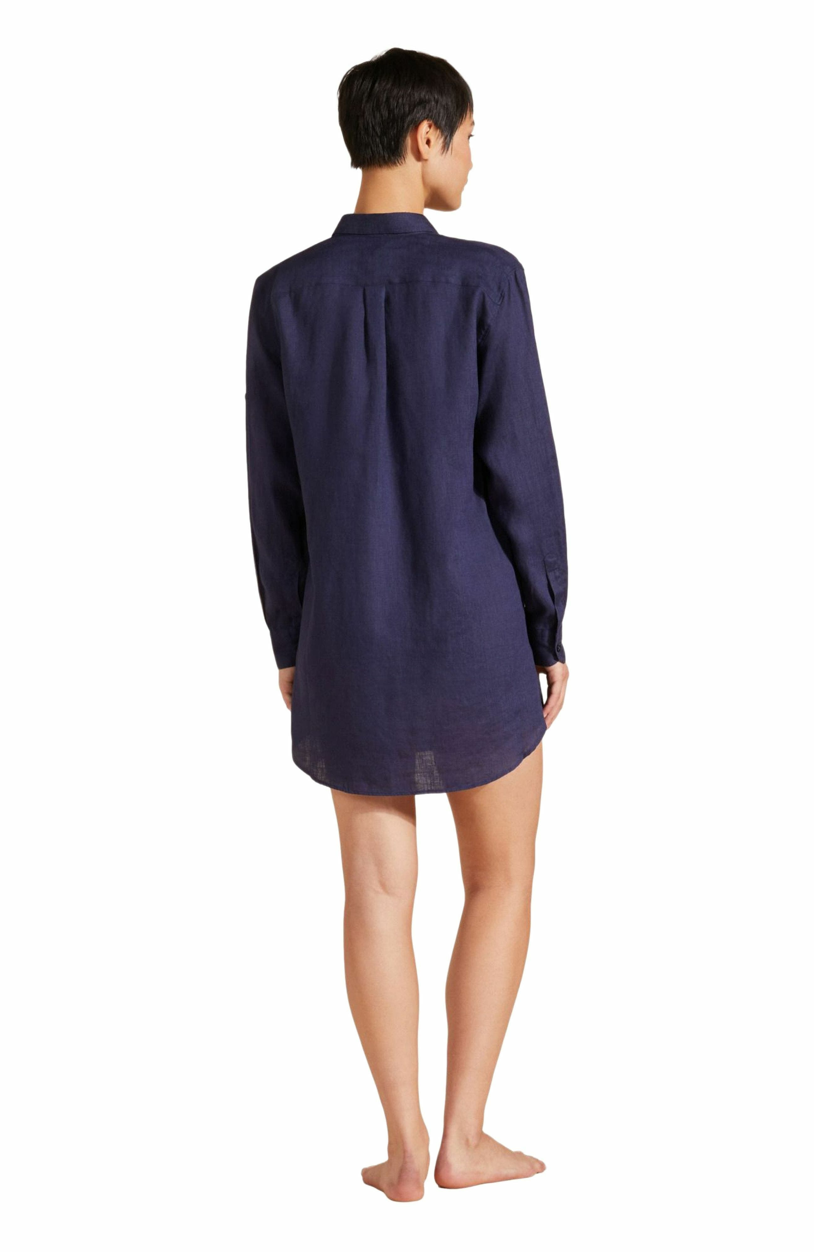 Vilebrequin Women's Solid Linen Shirt Dress in Bleu Marine at Nordstrom - 2