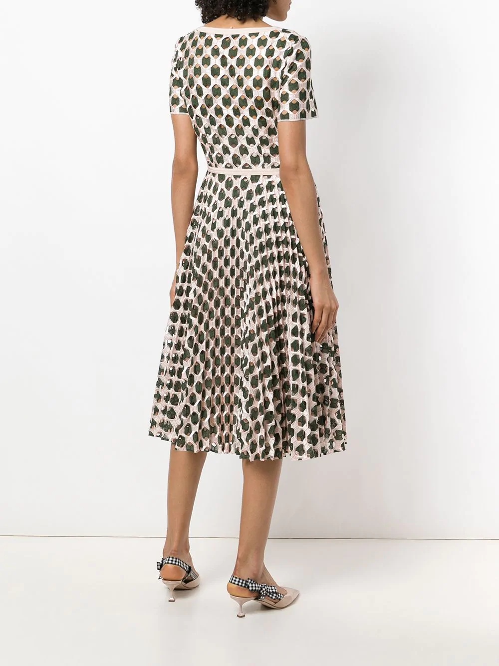 geometric print flared dress - 4