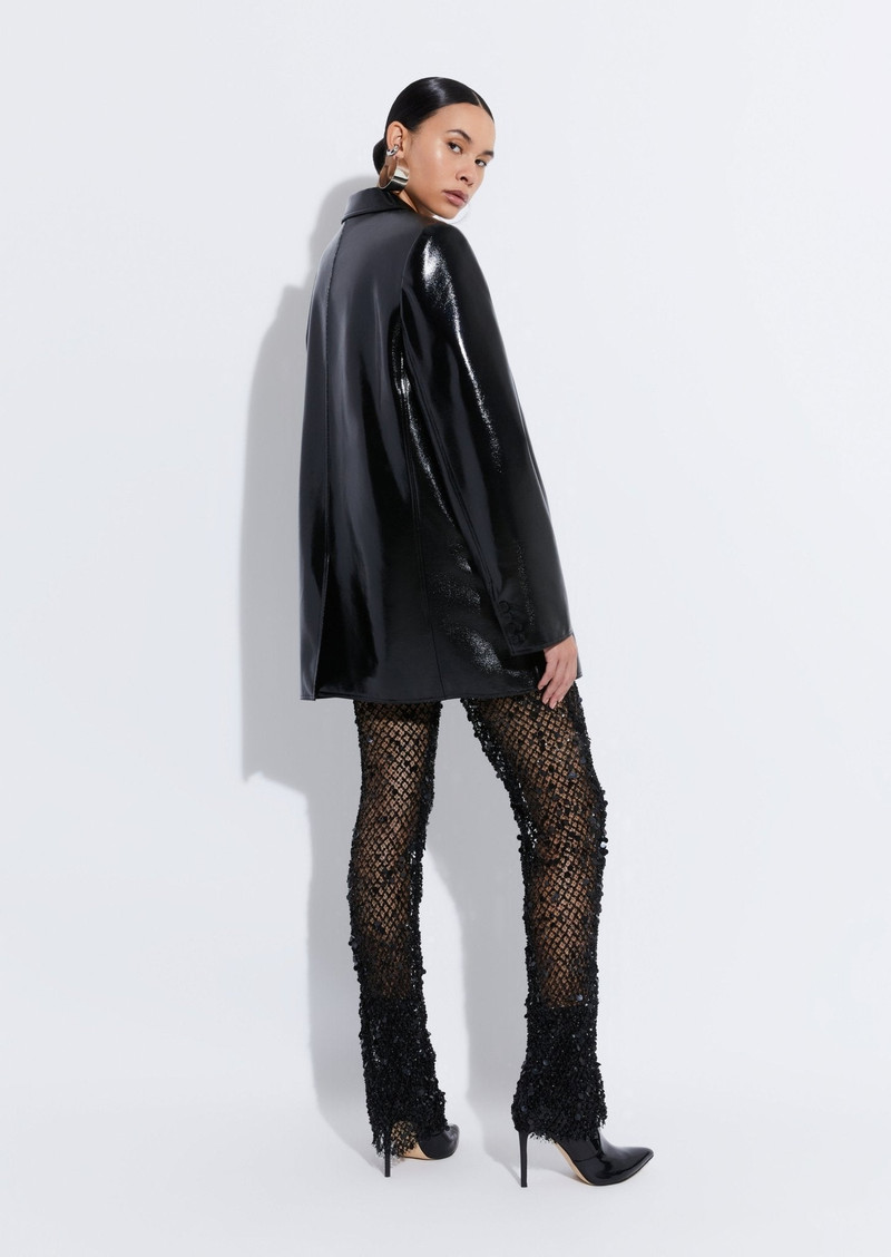 Patent Faux Leather Boxy Double Breasted Blazer 3