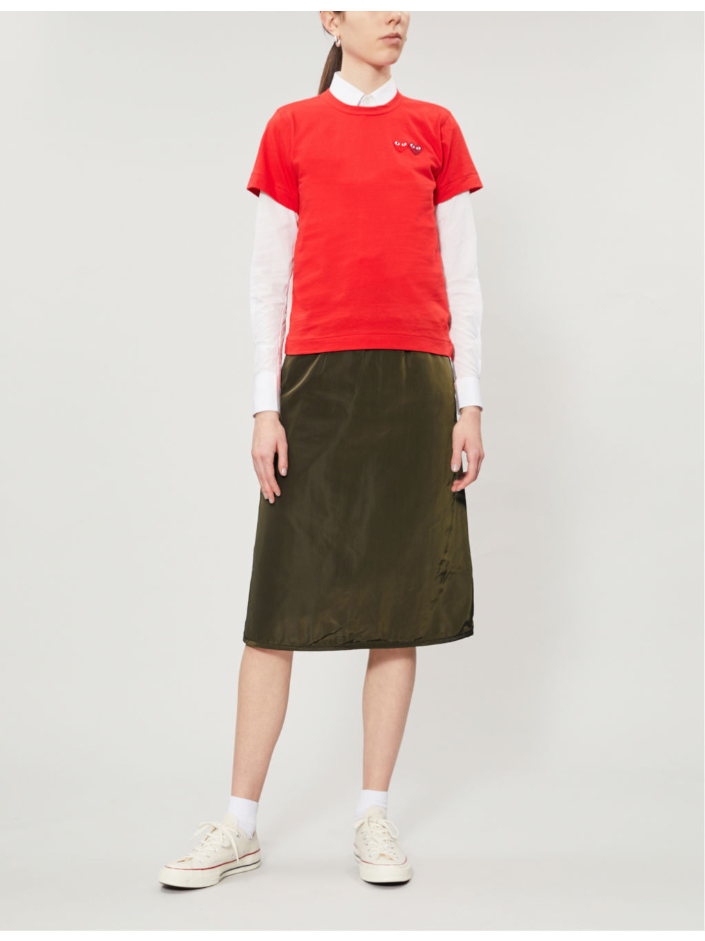 Double heart-embroidered cotton-jersey T-shirt - 3