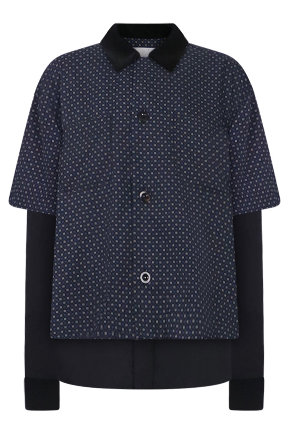 KOMON PRINT LAYERED SHIRT | BLACK - 1