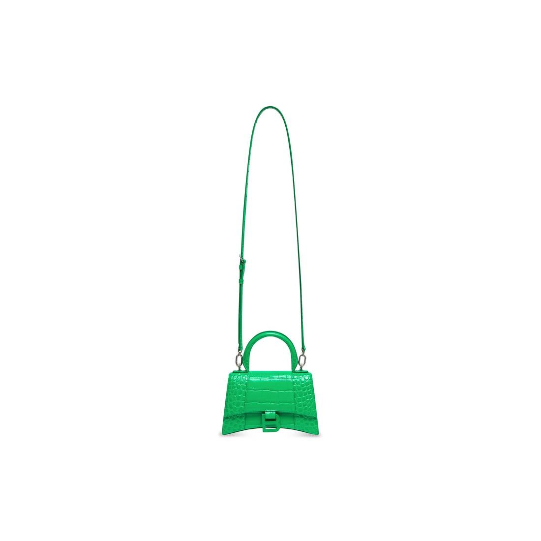 Women's Hourglass Xs Handbag Crocodile Embossed in Green - 5
