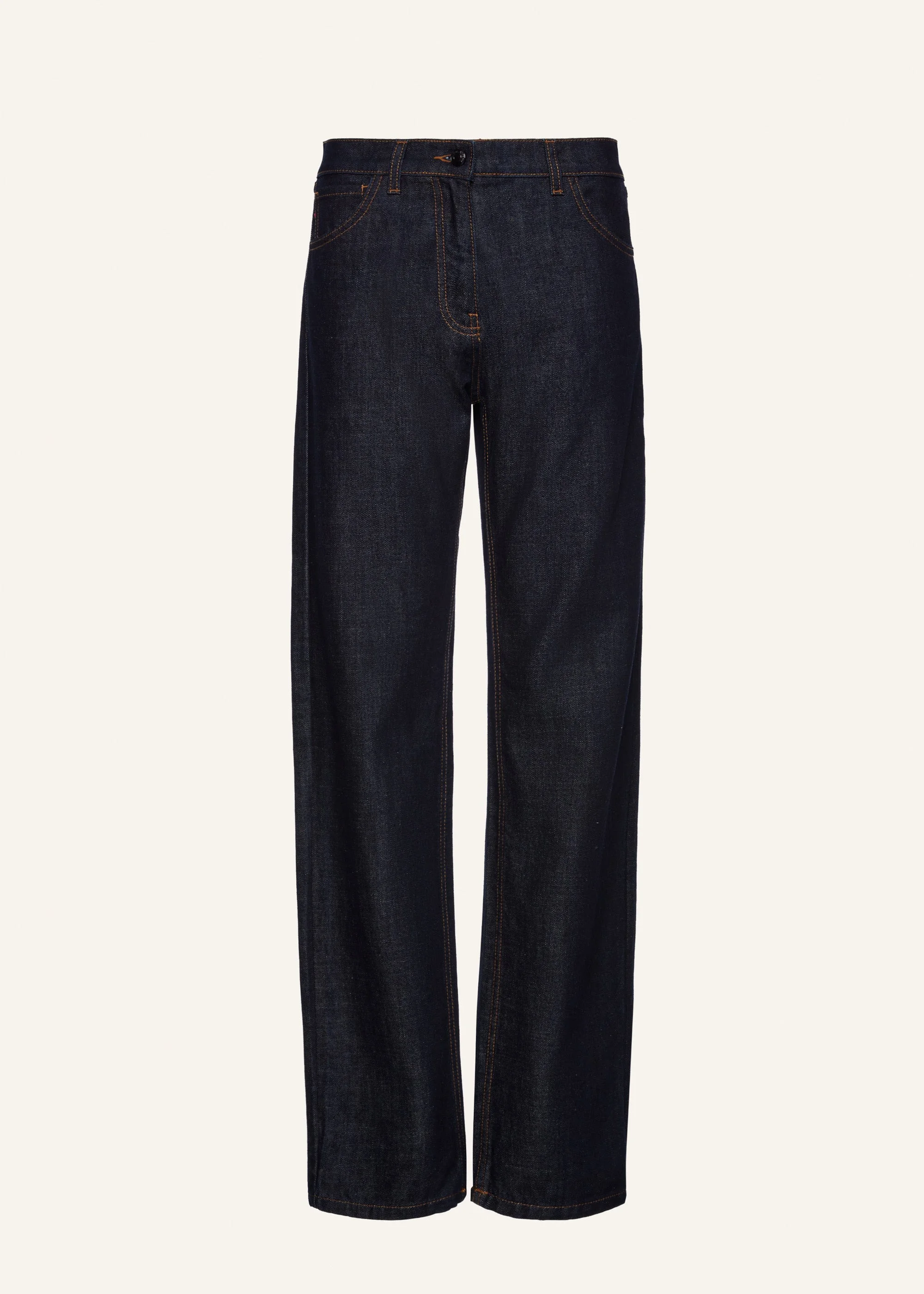 Low waist straight leg denim in navy - 1
