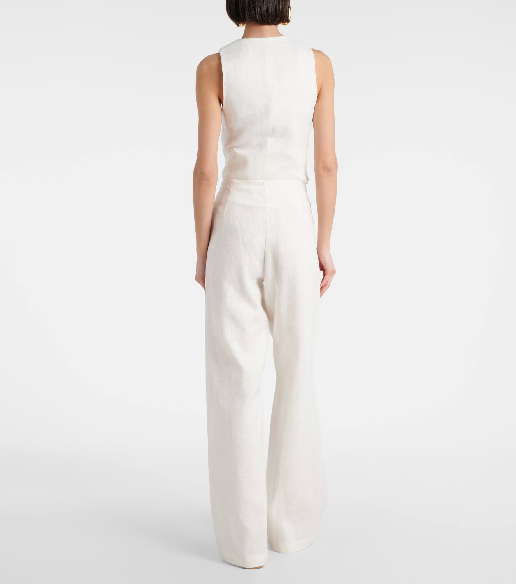 High-rise linen wide-leg pants - 3